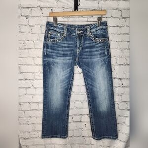 Miss‎ Me Denim Western Rhinestone Embellished Jean Capri Size 29